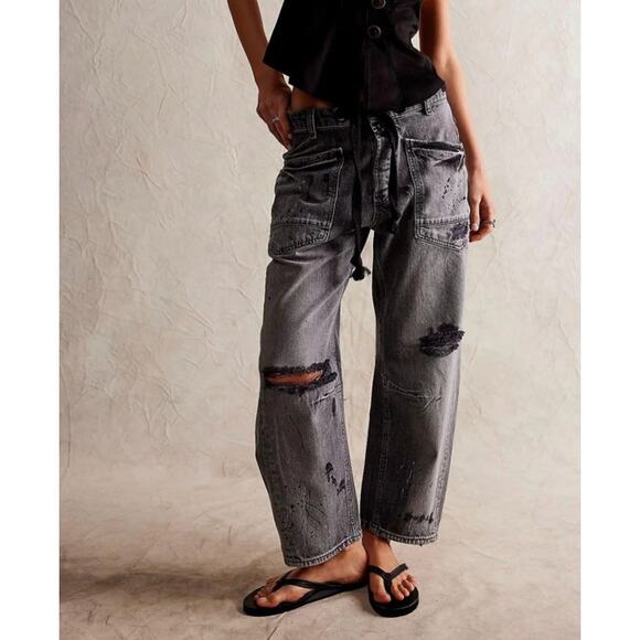 Free People We The Free Moxie Pull-On Barrel Jeans 29 Long - Picture 1 of 6